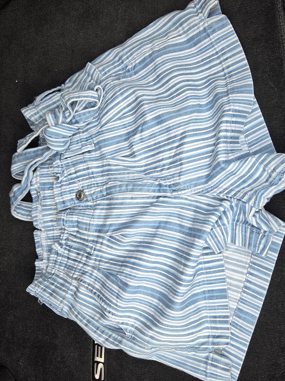 American Eagle Outfitters Light Blue and White Striped Top